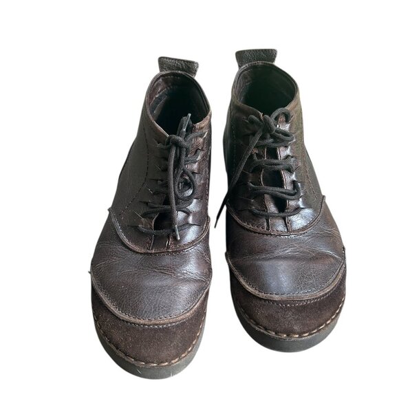 Josef Seibel Brown Suede Leather Lace Up Boots Sz 8 EU 38 Combat Flat Boots Shoe - Picture 2 of 5